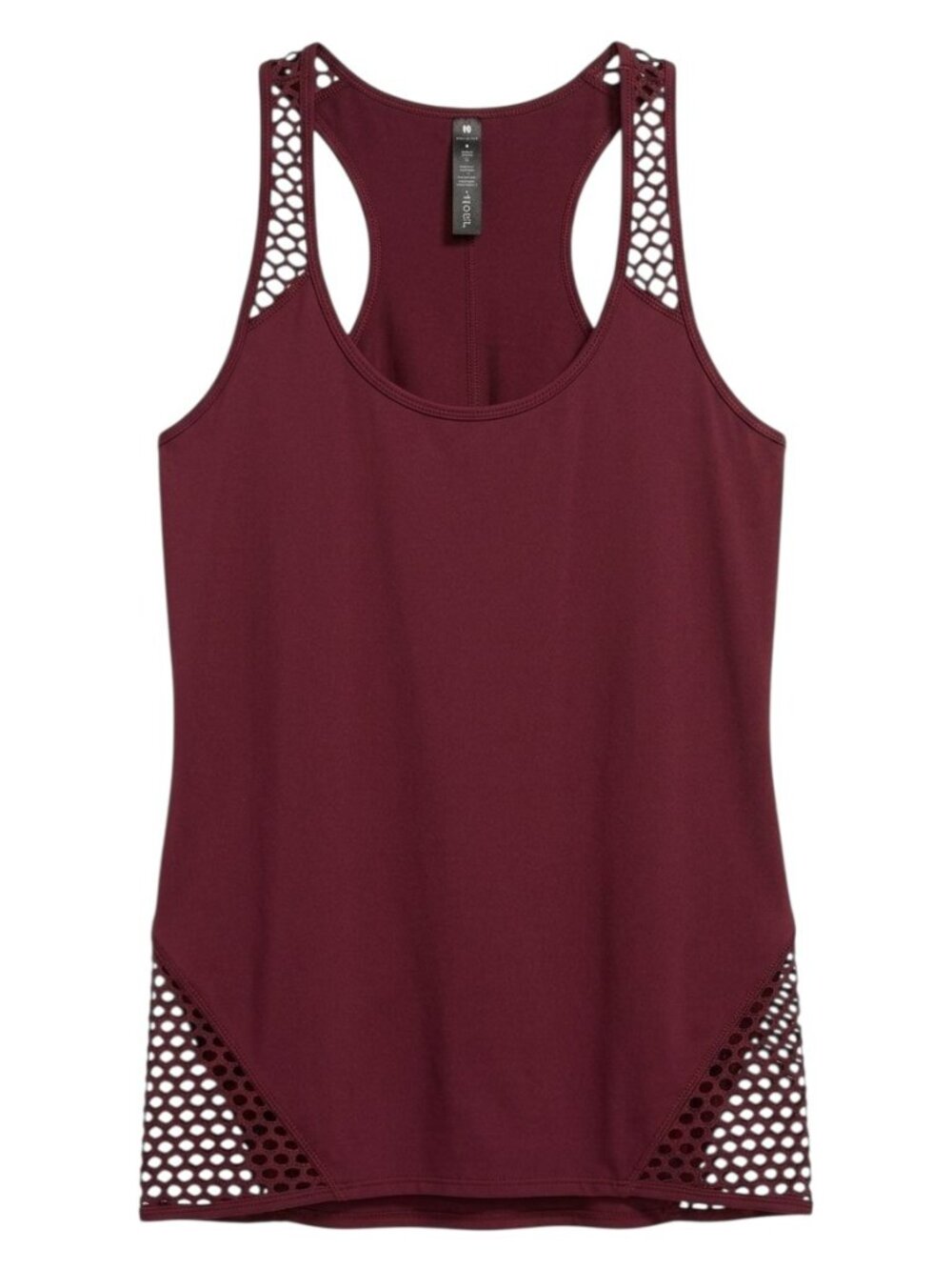YOGALICIOUS Athletic Burgundy Mesh Cut Out Tank Top - Size Medium